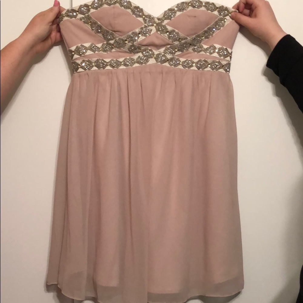 Dusty pink strapless dress